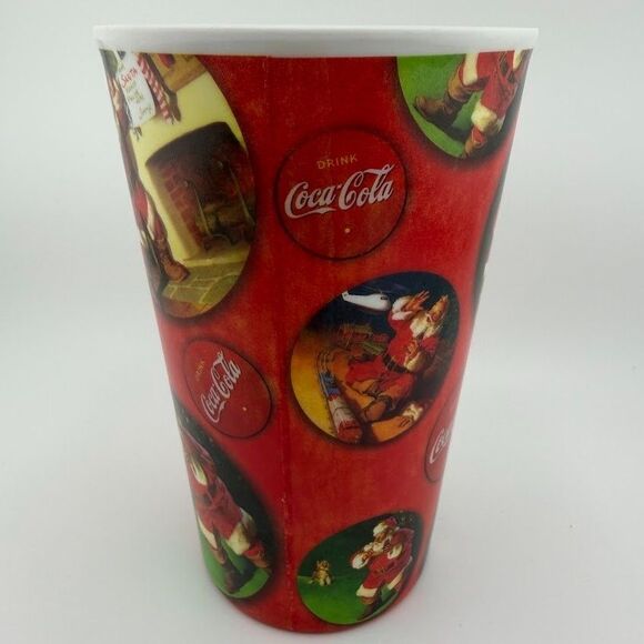 Vintage Gibson Coca-Cola Christmas Santa 5 Inch Melamine Cups, Set of 10 - Picture 7 of 12